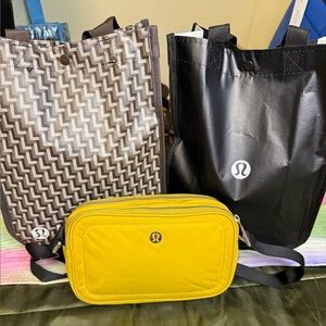 Lululemon Bag Bundle –  Yellow Crossbody + 2 Reusable Totes